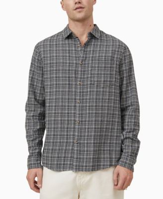 Cotton On Mens Camden Long Sl Brown Micro Check L