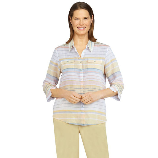 Women's Alfred Dunner Striped Shirt, Size: Small, Multicolor