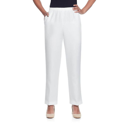 Blair Women's Alfred Dunner Classic Tailored Textured Proportioned Straight Leg Pants - White - 16MS - Misses