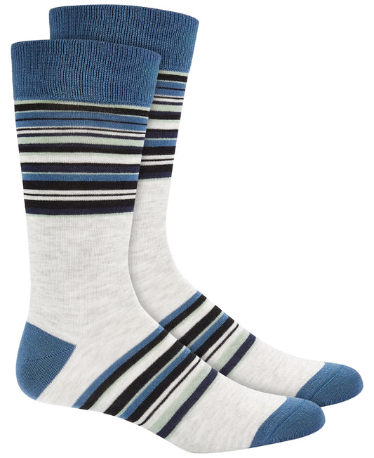 Alfani Men's Blue Stripe Crew Socks, Created for Macy's