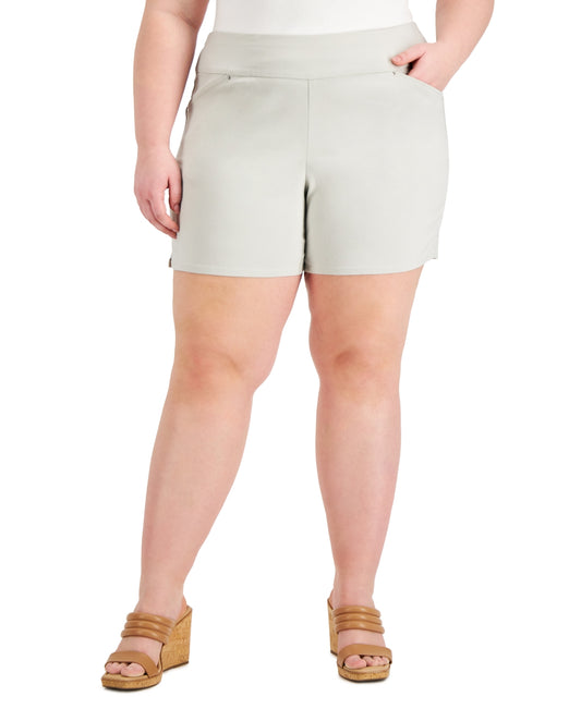 INC Plus Size Bengaline Shorts, Created for Macy's - Toadstool